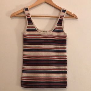 Madewell Ribbed Sweater Tank in Heather Oat Stripe